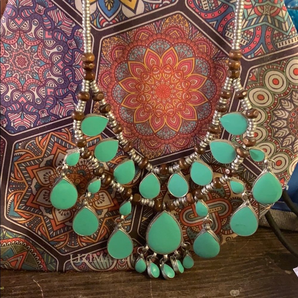 Planet Blue Amazonite Statement Necklace Nwot - image 2